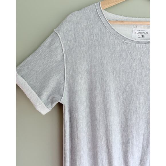 SOUTHCOTT Large Short Sleeve Sweatshirt Dress Mixed Media Gray Casual Loungewear - Picture 4 of 13